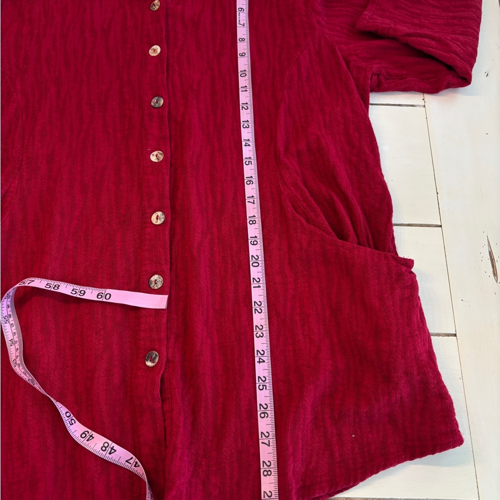 Soft Surroundings Ellis Tunic Top Women’s 1X Red Button Up Cotton Gauze - Picture 8 of 9